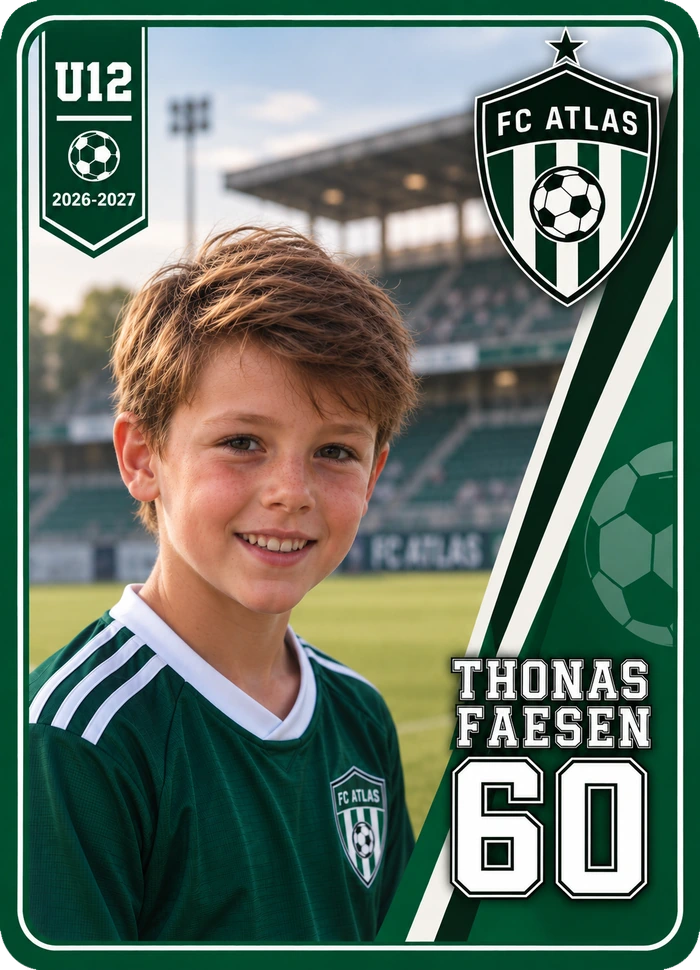 Spelerskaart van een jeugdvoetballer